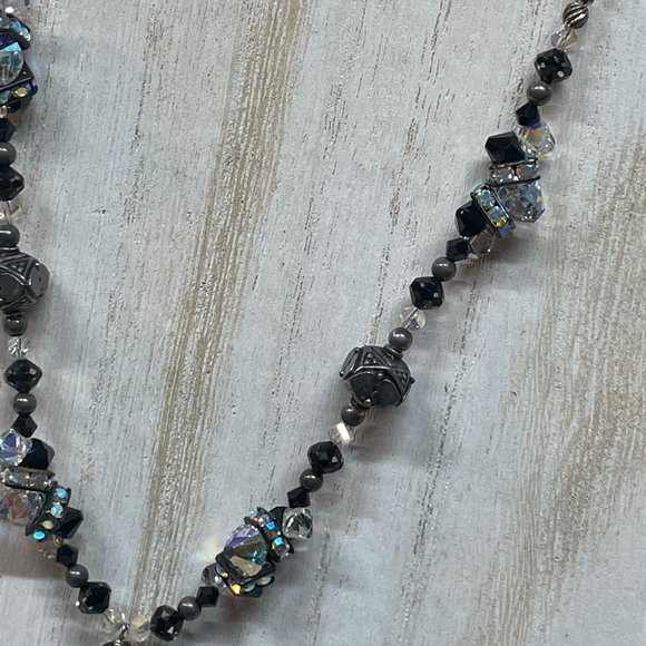 ARTISAN Handmade Murano Art Glass & Crystals Black AB Shimmer Sterling Dragonfly - Picture 4 of 8